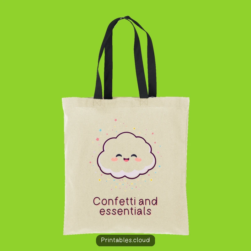 Funny Confetti Cloud Tote Bag - Giggling Character Carry-All Gift