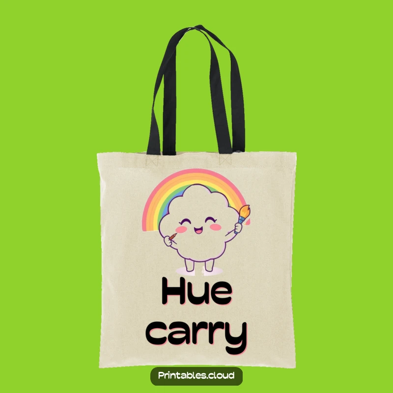 Funny Cloud Rainbow Painting Tote Bag: Carry Your Creativity, Ideal Funny Gift