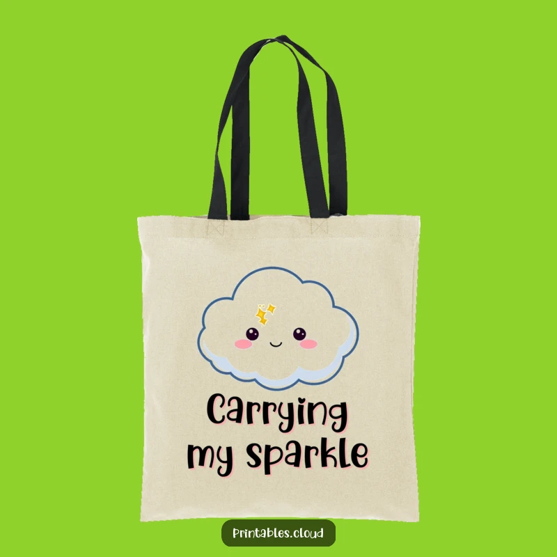 Funny Cloud Twinkle Tote Bag: Magical Speech Bubble, Whimsical Carry-all, Perfect Funny Gift