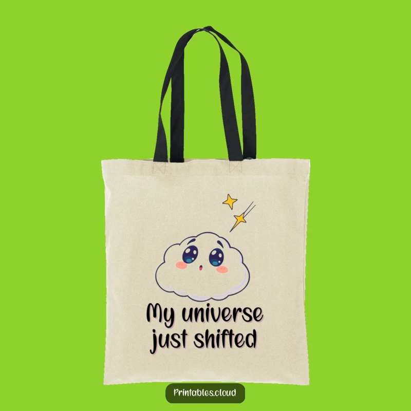 Funny Surprised Cloud Tote Bag - Carry Your Celestial Surprise in Style