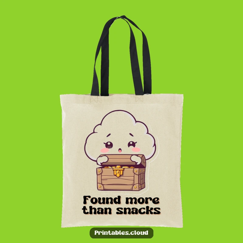 Funny Treasure Cloud Tote Bag - Surprised Character Carry-All Gift for Explorers