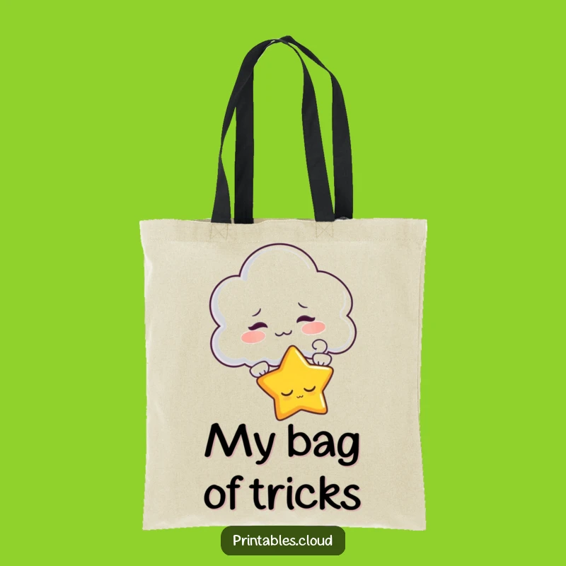 Funny Cloud Teasing Star Tote Bag: Mischievous Carry-All for Cosmic Fun
