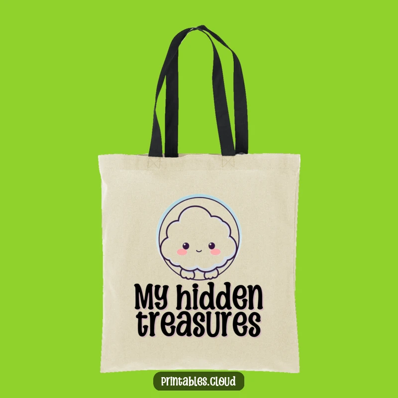 Funny Cloud Keyhole Tote Bag: Curious Celestial Carry-All